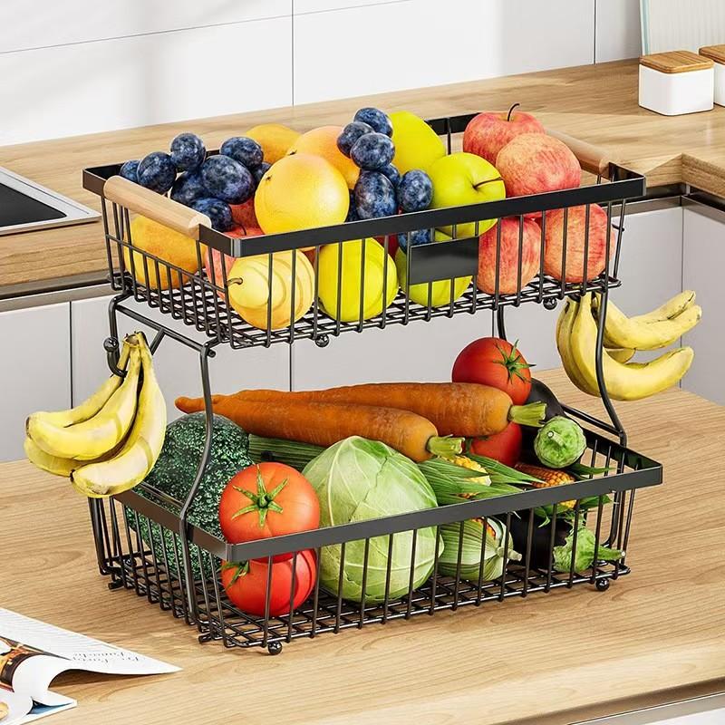 Kitchen Storage Rack Fruit Basket, Desktop Snack Fruit Organizer Tray, Multi-Layer Detachable Fruit Basket, Tabletop Food Container Holder, Countertop Fruit Basket