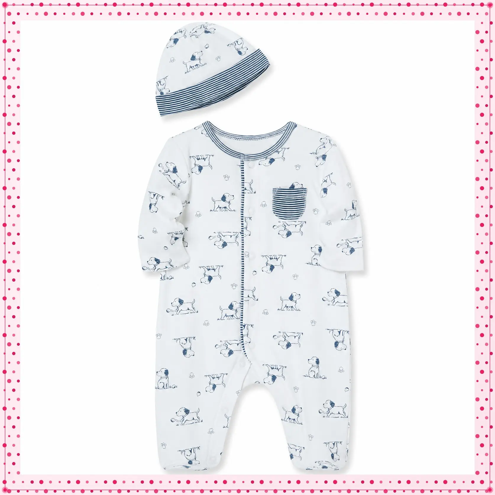 Baby Boy Clothes 2-Piece Baby Sleeper and Cap Set, 100% Cotton Footies Baby EssentialsGift