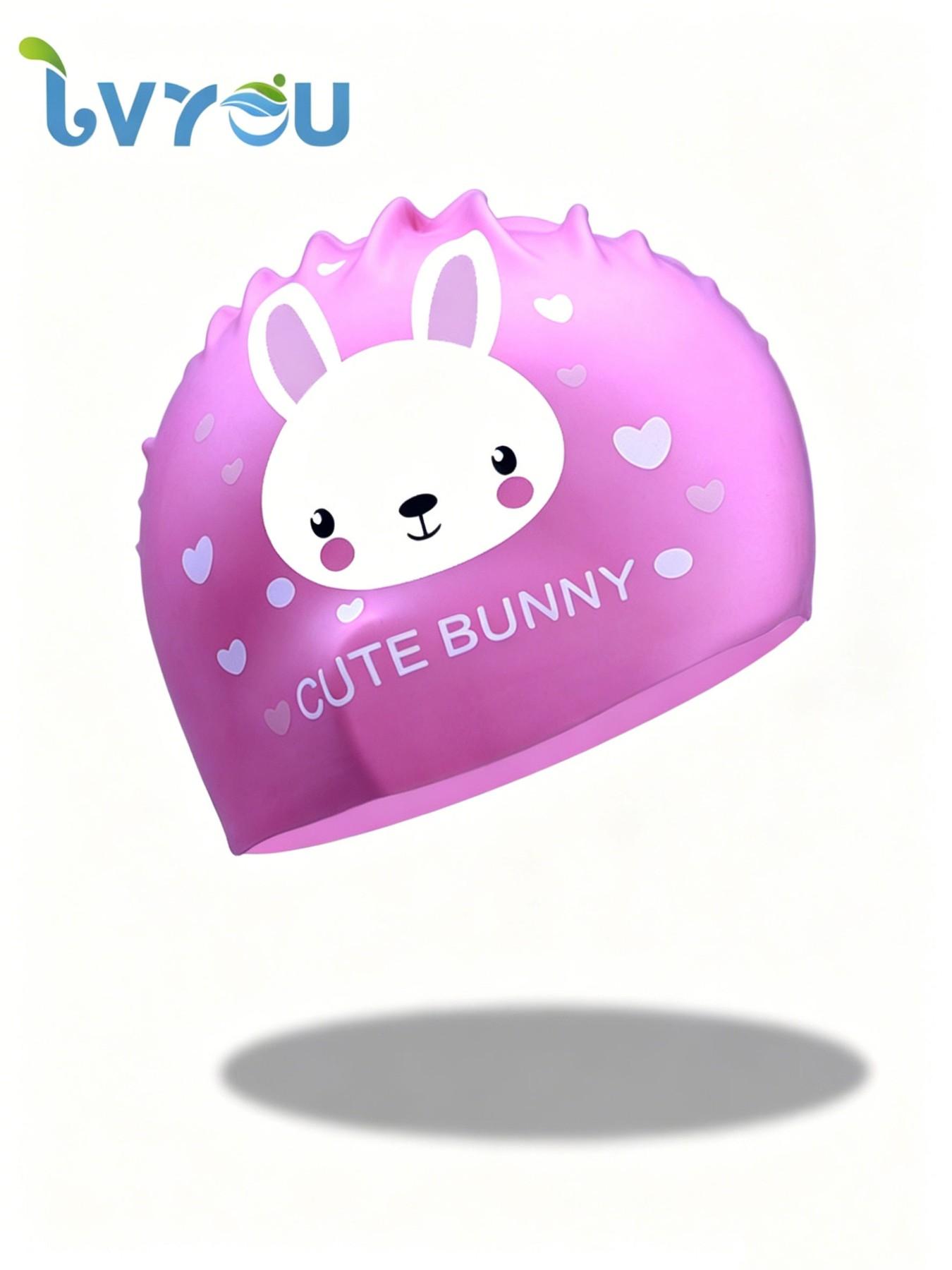 Tour Kids Silicone Swim Cap, Unisex Long Hair Waterproof Ear Protection, Comfortable Non-Pressing Cute Swim Hat, Swimming Gear