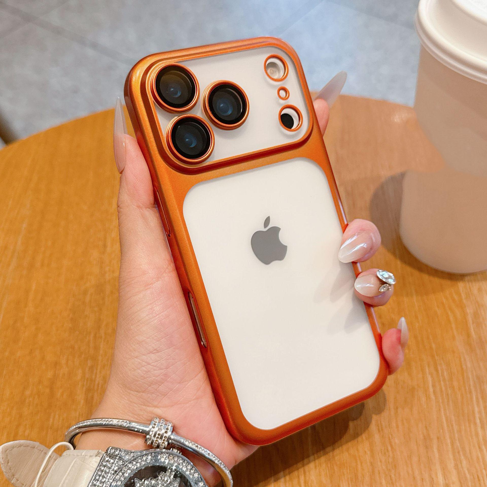 Trendy Full PC Frosted Matte Electroplated Slim Phone Case for iPhone 17 Pro Max/16 Plus/15/14/13/12 Pro Max, Built-in Camera Screen Protector Shockproof Protective Cover