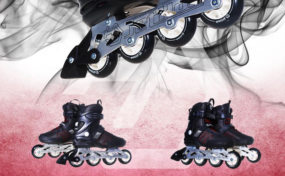 JetHok Inline Skates Advantage Pro Women’s and Men's Adult Fitness Inline Skate, Professional Aluminum Inline Rollerskates Outdoor (Black and Red, Size 7-11)