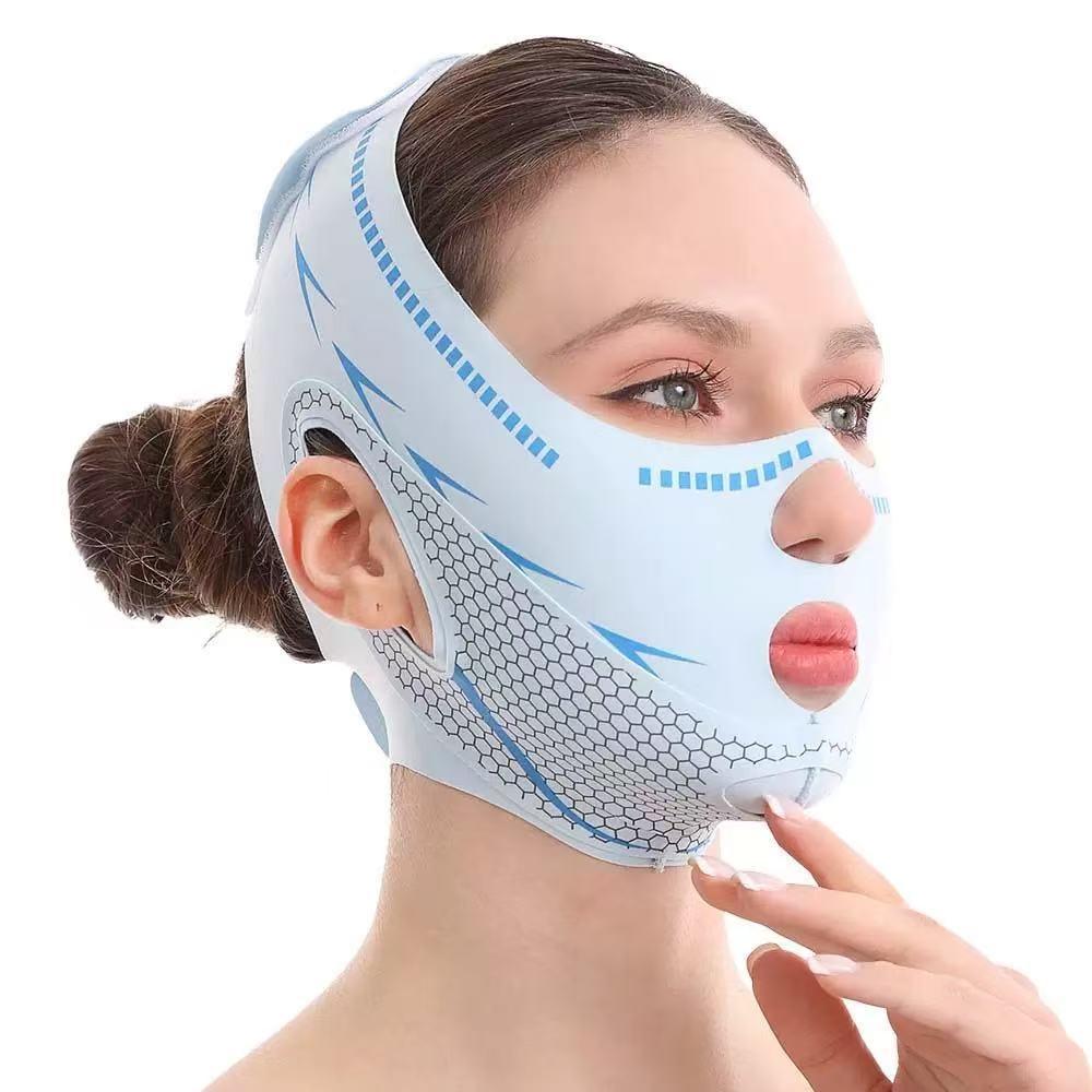 V-Shaped Face Lifting Mask, Double Chin Reducer, Jawline Sculpting Face Slimming Strap for Women & Men, V-Line Face Lift Tape, Anti-Wrinkle Facial Bandage, Reusable Face Lifting Belt, Durable, Invisible Elastic Face