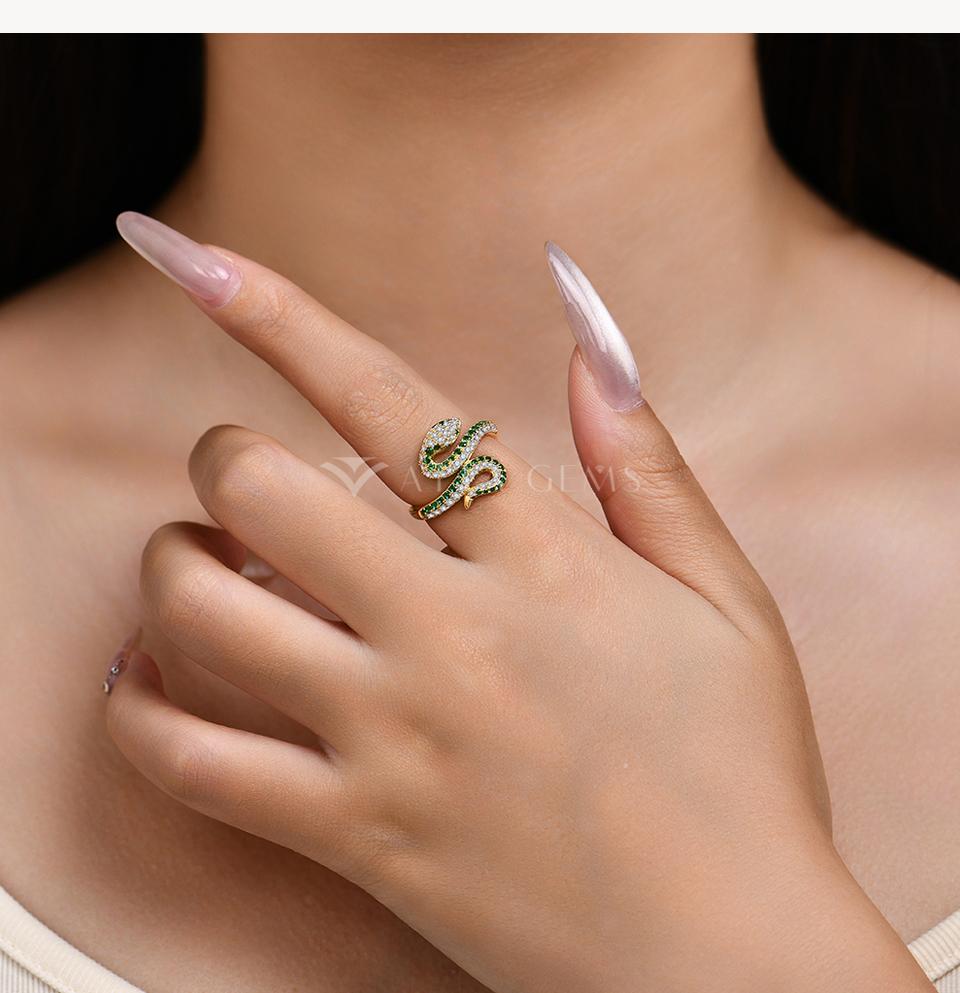 Stunning Lab-Created Moissanite Snake Ring | Sparkling Serpent Jewelry for Bold Style | Unique Design & Luxury 925 Sterling Silver Rings Gift R230 SpringStatements
