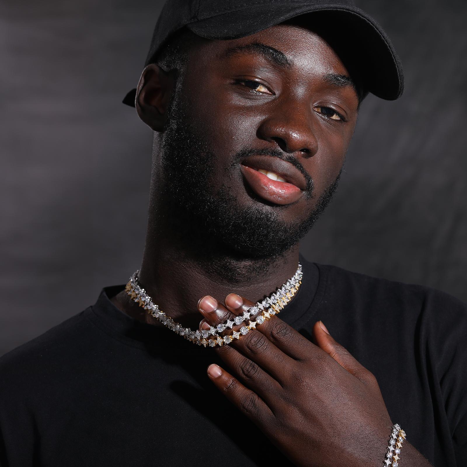 【#NS9250037】8mm S925 Sterling Silver Star Round Tennis Chain Necklace For Women New Design Iced Out Hip Hop Fine Jewelry for Christmas