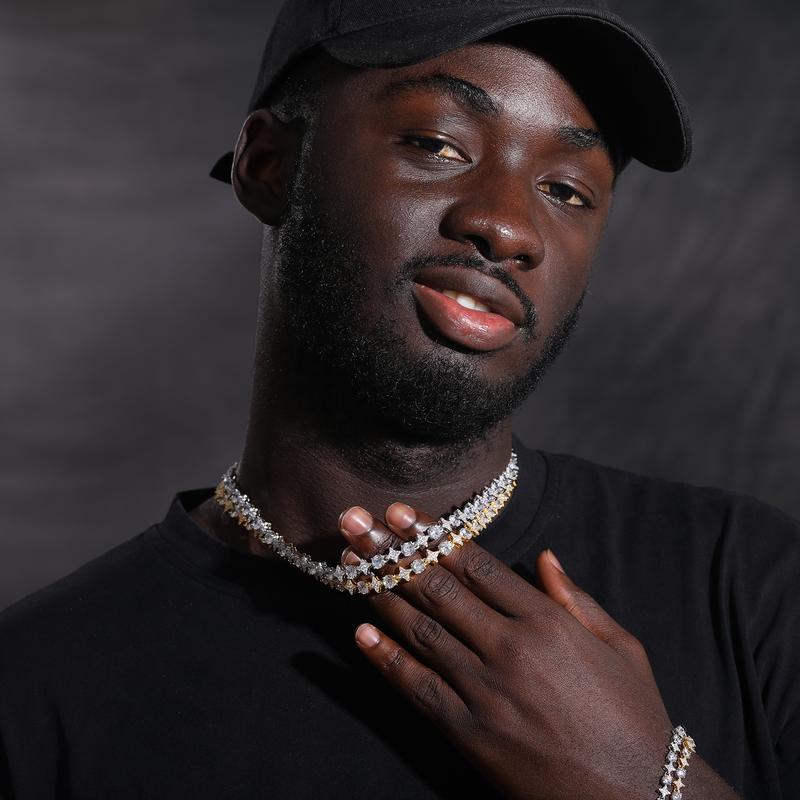 【#NS9250037】8mm S925 Sterling Silver Star Round Tennis Chain Necklace For Women New Design Iced Out Hip Hop Fine Jewelry for Christmas