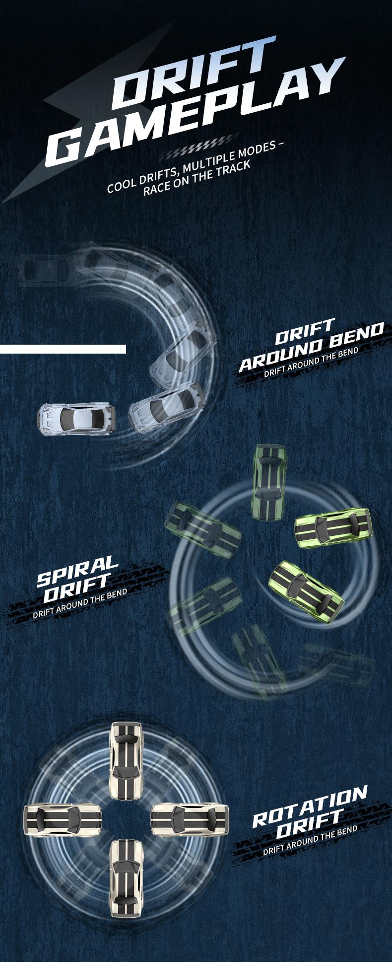 1:64 Mini RC Drift Car 4WD High Speed Remote Control Car, 2 Rechargeable Batteries Long Playtime, 2.4GHz Anti-Interference, LED Lights Drifting Tires for Kids & Adults