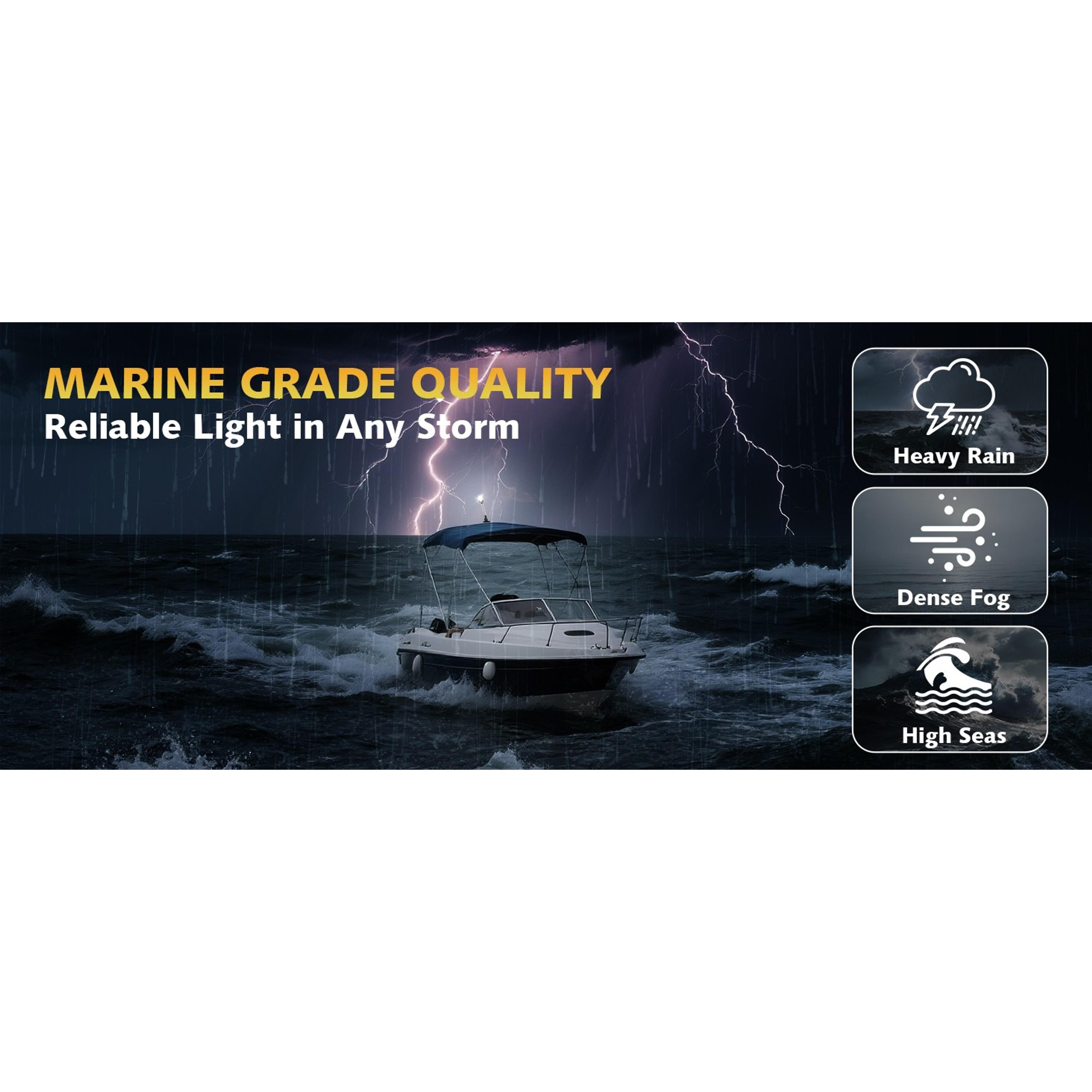 6 Inches Pontoon Stern Light Bimini Mount, LED Waterproof IP67 Bimini Light for Pontoon Boat, 3NM Marine Folding Rear White Navigation Anchor Running Lights for Night