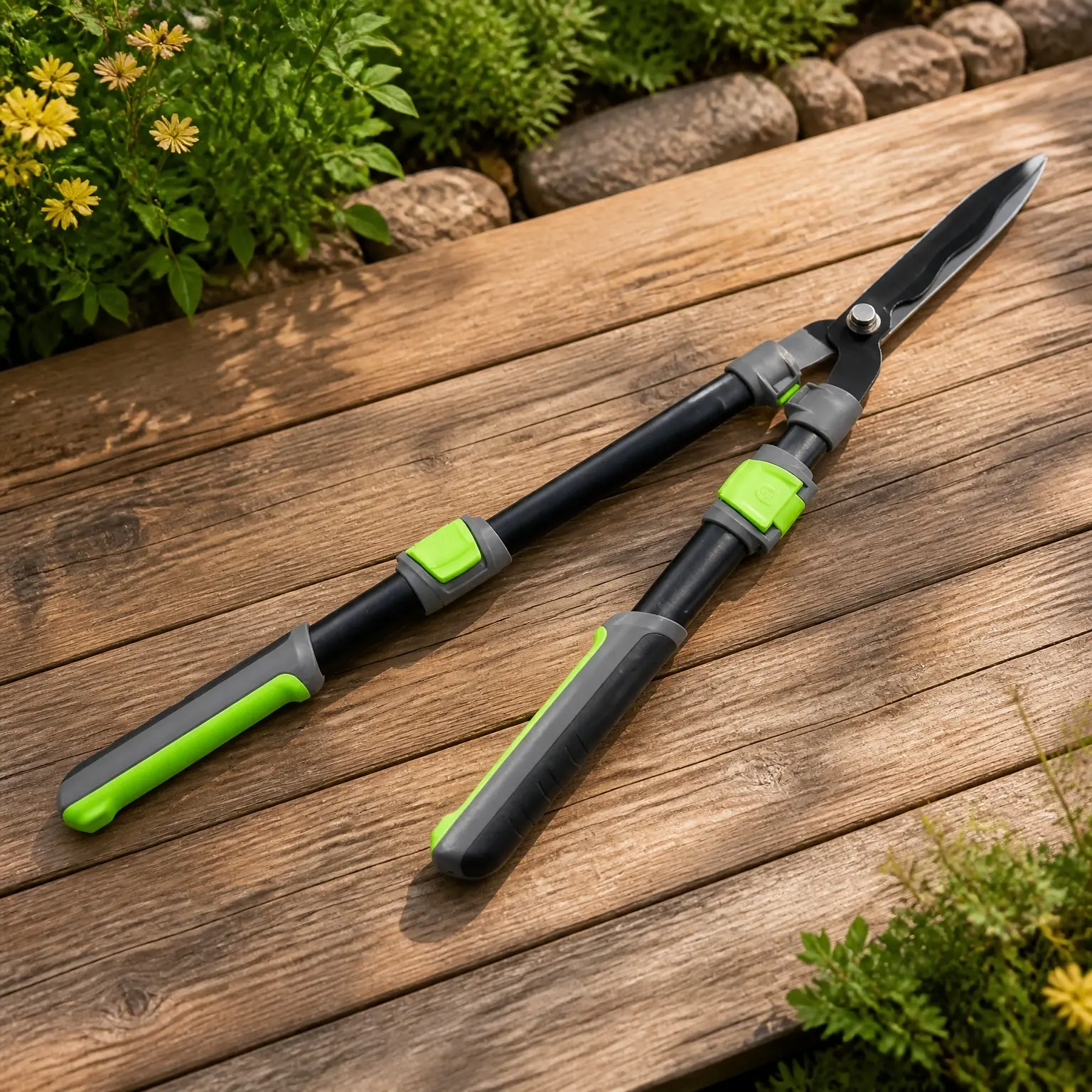 Extendable Hedge Shear, 25"-33" Manual Hedge Clipper/Bush Cutter | Gardening Shears with Steel Wavy Blade, Shock Absorbing Bumper, Ergonomic Handle for Pruning Borders & ShrubsGift