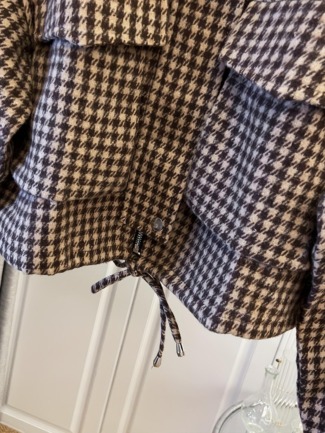 Women's Fashion Retro Plaid Stand Collar Short Coat, Drawstring Design, Zipper Front, Perfect for Fall Winter Daily Holiday Outing Women's Fashion Retro Plaid Stand Collar Short Coat, Drawstring Design, Zipper Front, Perfect for Fall Winter Daily Holiday Outing