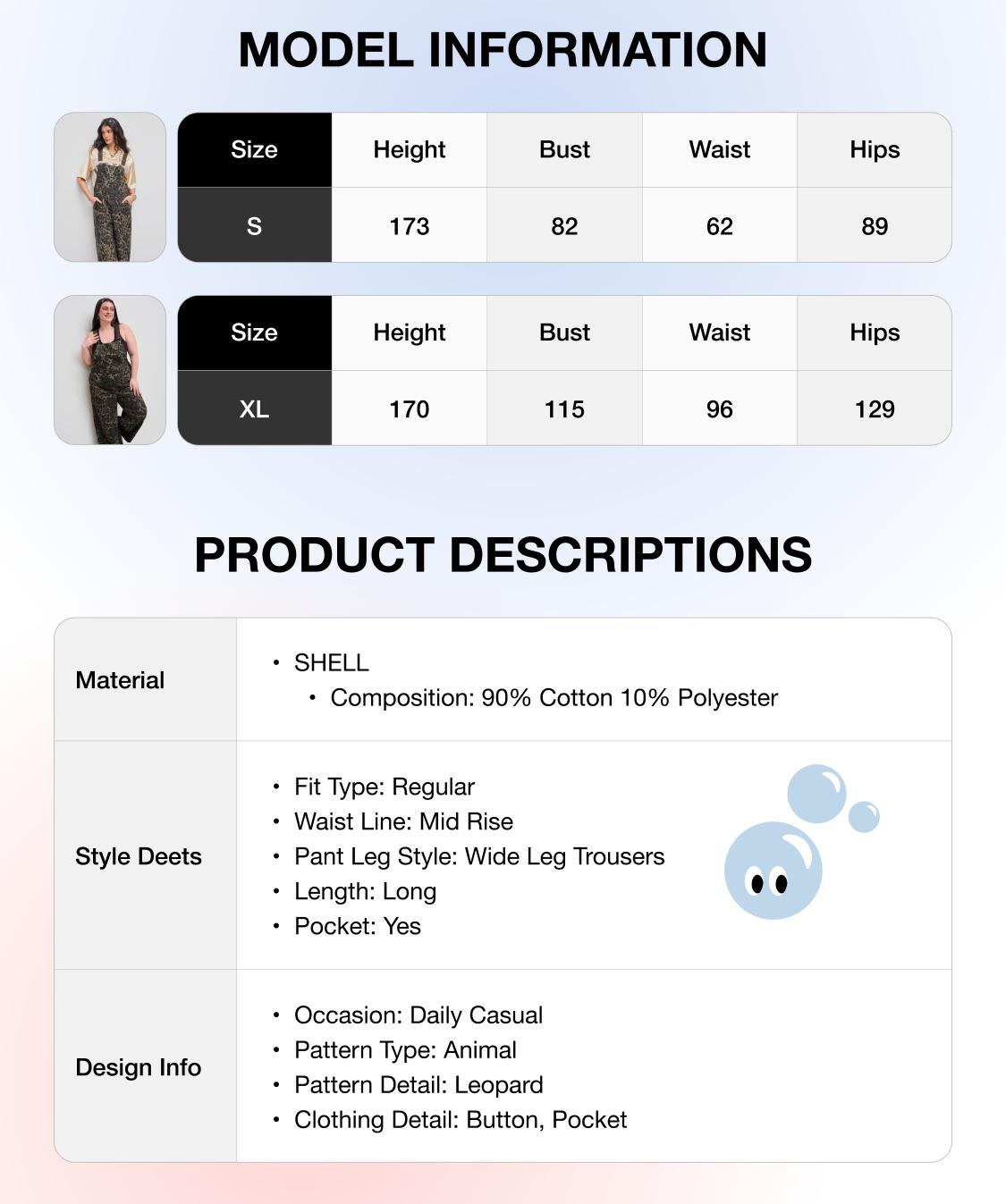 Cider Oversized Denim Leopard Pocket Buckle Up Wide Leg Overall Jumpsuit SpringStatements