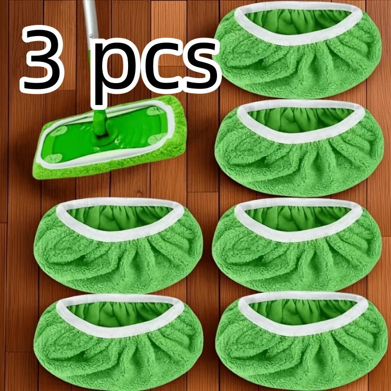 3-Pack Microfiber Mop Pads, Washable Reusable Refills with High Absorption, Fit for Flat Mops, Hardwood and Tile Floor Cleaning, Essential Household Cleaning Supplies