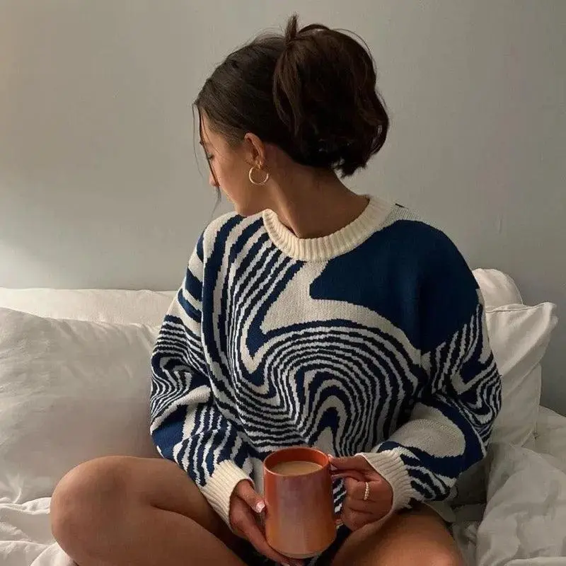 AbstractBlueOversizedSweater