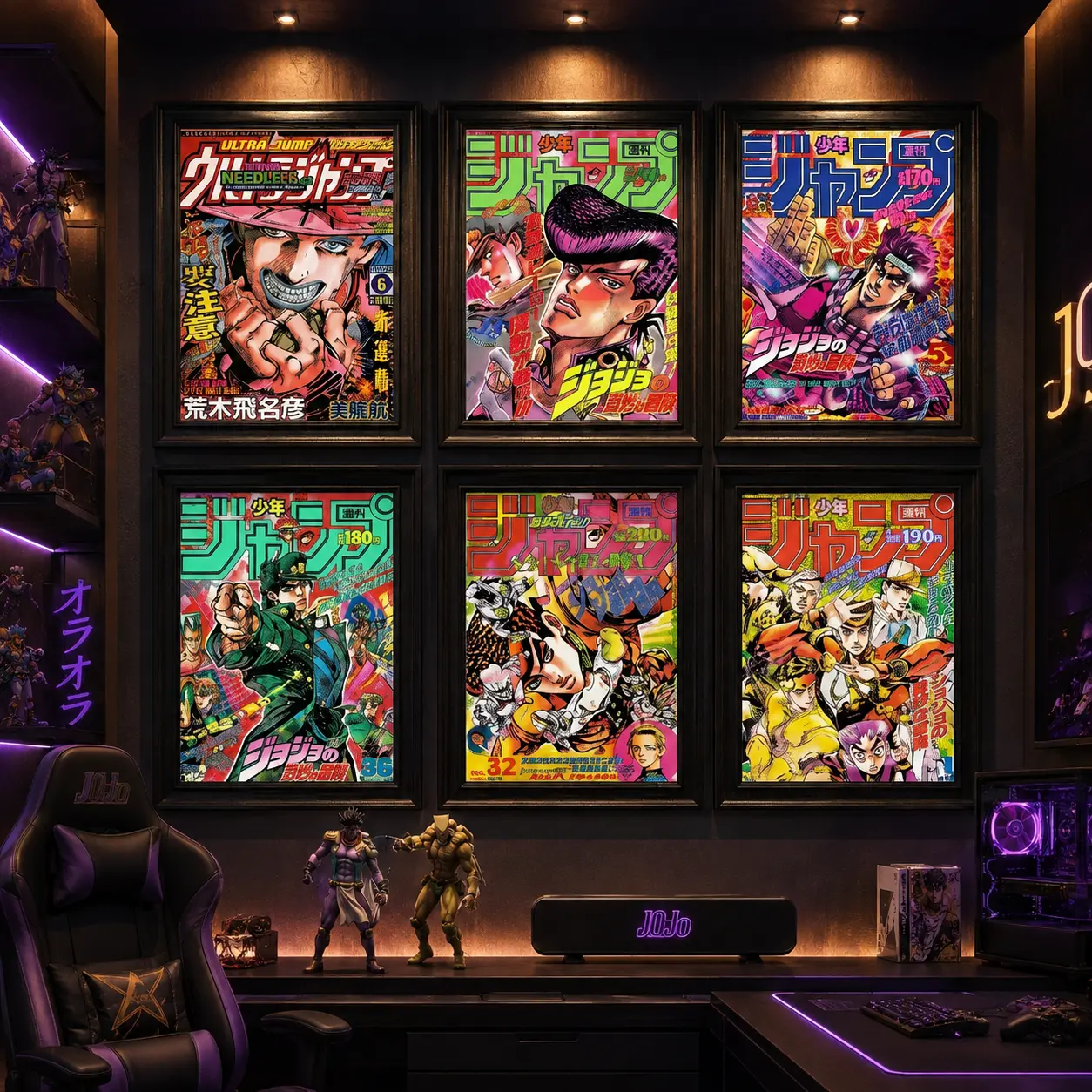 JoJo's Bizarre Adventure Anime Poster, Vintage Manga Wall Art Print, Japanese Anime Artwork, Canvas Wall Decor for Living Room Bedroom Office Hallway Bar, Anime Fan Gift Idea, Retro Anime Collectible Poster