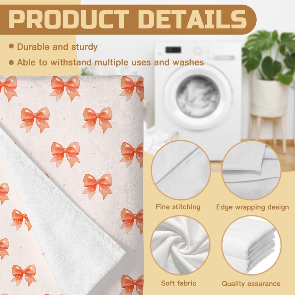 Cute Bow Knot Beach Towel, Fresh Pastel Ribbon Design Microfiber Quick Dry Towel, Exclusive Gift for Girls & Women