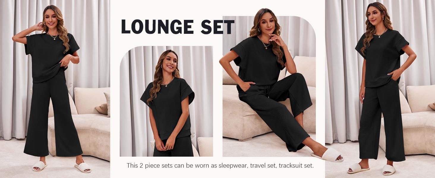 FISOEW Sports 2026 Summer Spring Womens 2 Piece Outfits Sweatsuit Long/Short Sleeve Tops and Drawstring Waist Cropped Wide Leg Pants Loungewear Sets viral knit Jean Shirt matching sets women Matching Tracksuits Womenswear Soft, FISOEW Sports 2026 Summer Spring Womens 2 Piece Outfits Sweatsuit Long/Short Sleeve Tops and Drawstring Waist Cropped Wide Leg Pants Loungewear Sets viral knit Jean Shirt matching sets women Matching Tracksuits Womenswear Soft,