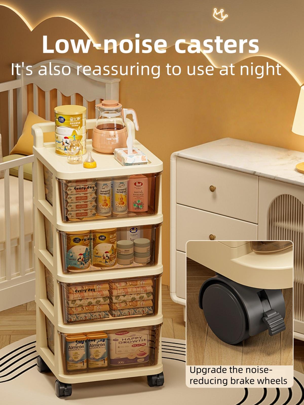 Drawer Tower, 3/4/5-Tier Clear Plastic Storage Organizer Cart, Heavy-Duty Organizing Drawers for Home, Bedroom, Bathroom Organization, Dresser With Wheels, Minimalist Adjustable Shelf