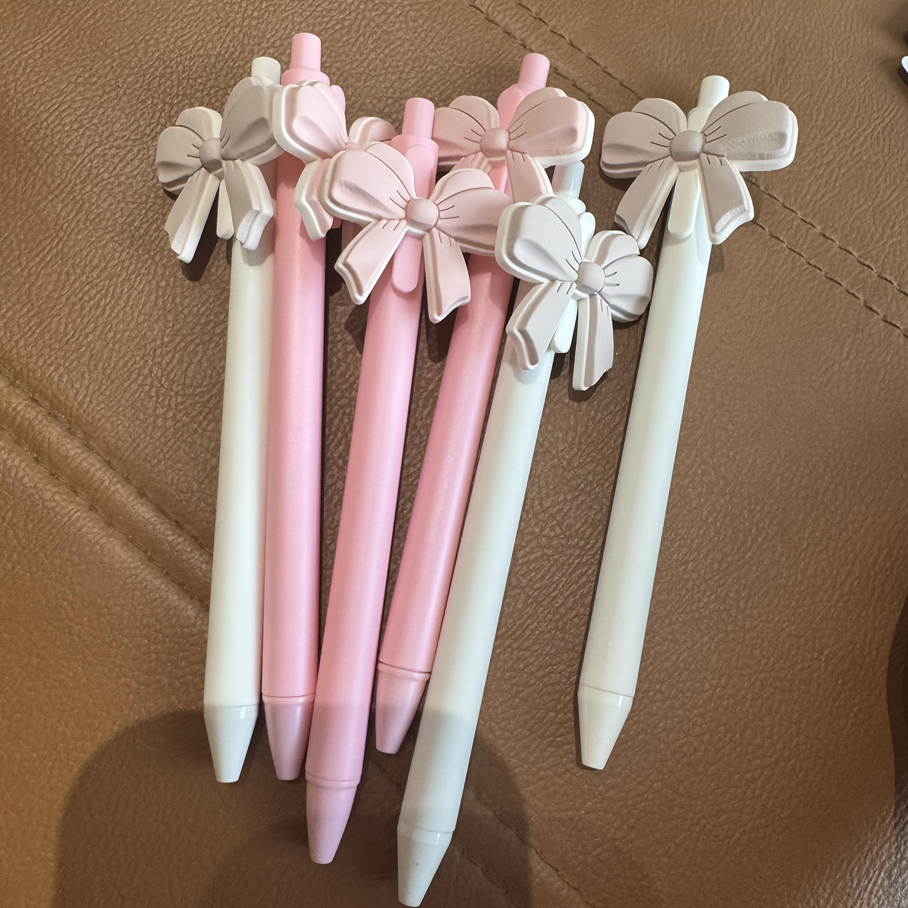 6/12pcs Bow Series Ballpoint Pens, Ideal for School, Office, Diaries, Gifts, Back-To-School Season, Butterfly Sticker Pens