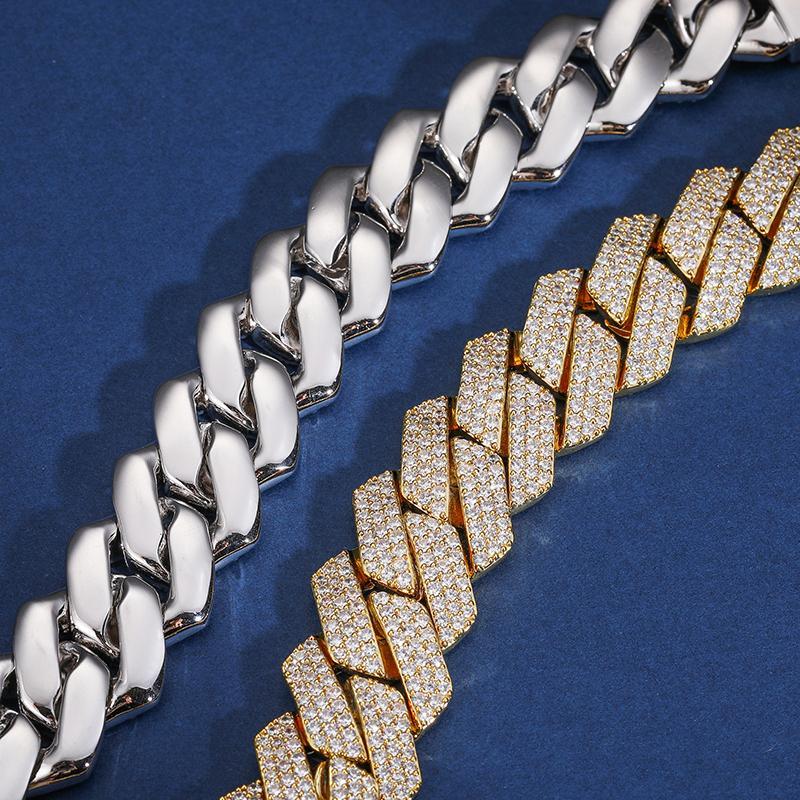 【#B94】 14MM Shiny Synthetic Moissanite Cuban Chain Bracelet 925 Sterling Silver Bracelet Mens Hip Hop Rap Fine Jewelry Gift