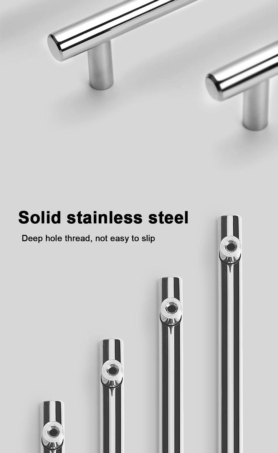 8/16PCS Silver Furniture Handles, Wardrobe Door Handles, Stainless Steel Drawer Handles, T-Bar Strip Kitchen Cabinet Closet Knobs