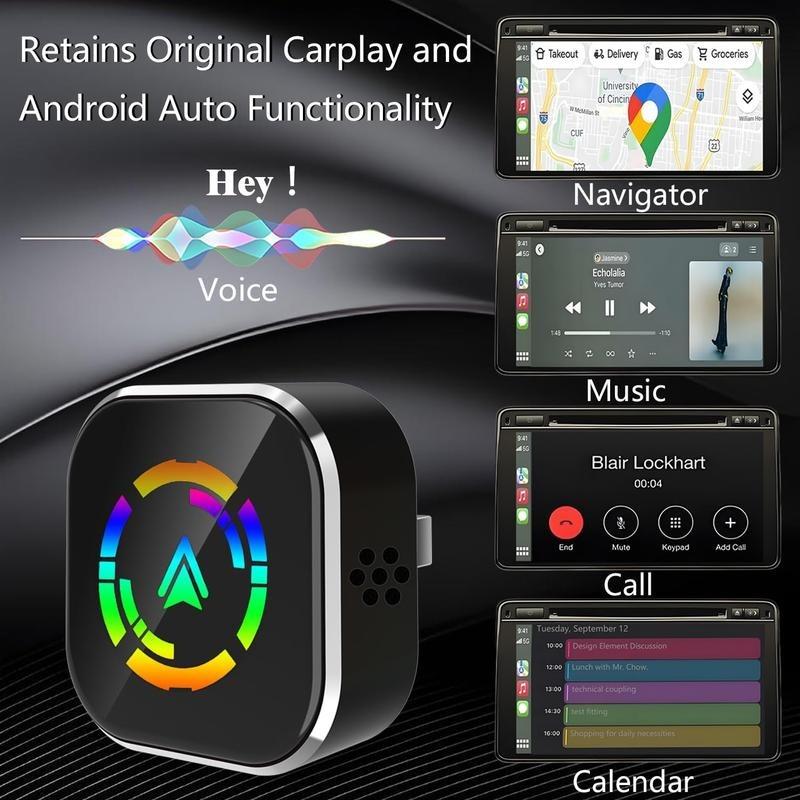 2025 Wireless Carplay Adapter for iPhone/Android - Fast Connection, No Latency, Hands-Free Calling & Charging, Wireless Adapter Electronic Charger Carplay Dongle, Carplay Dongle Connectivity