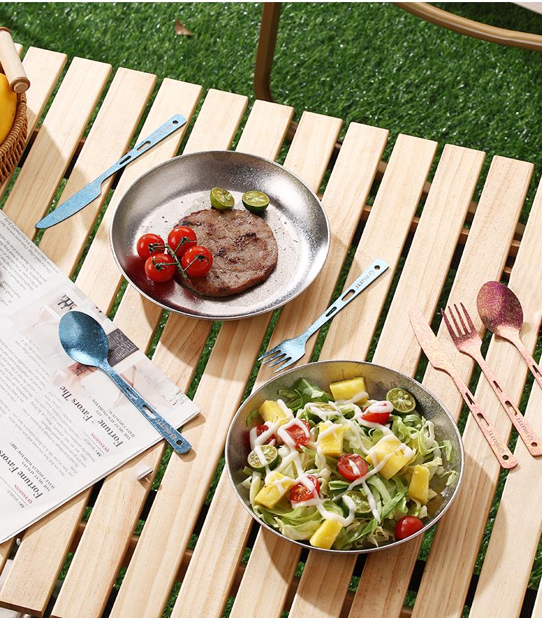 MUTTI Monet Dinner Knife,Fork,And Spoon set Portable three piece set pure titanium tableware Cutlery