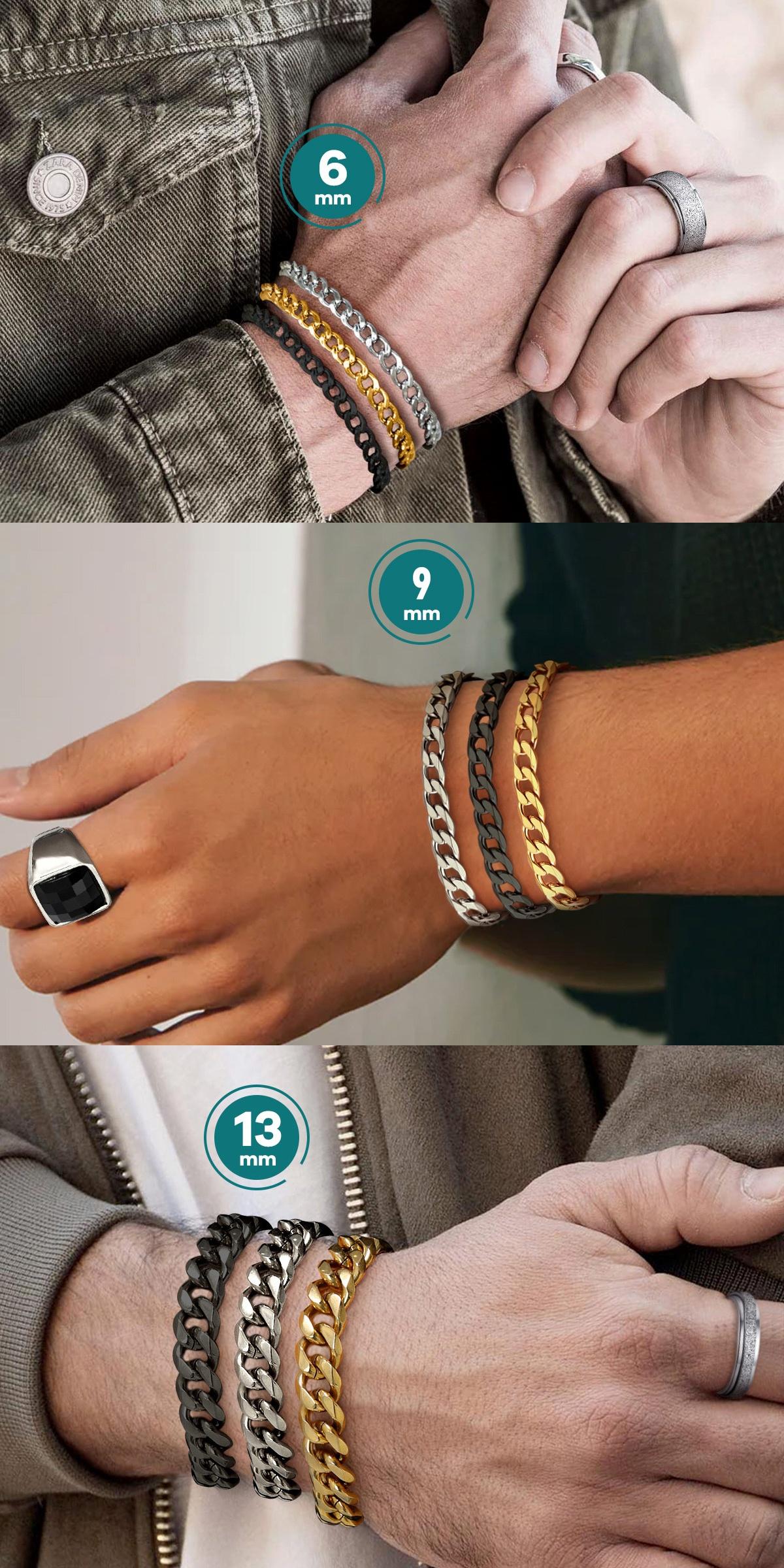 PROSTEEL Cuban Chain Bracelet Stainless Steel Link Chain Cuban Bracelet 6mm/9mm/13mm Width Hip Pop Fashion Chunky Jewelry Unisex For Men WomenGift Box