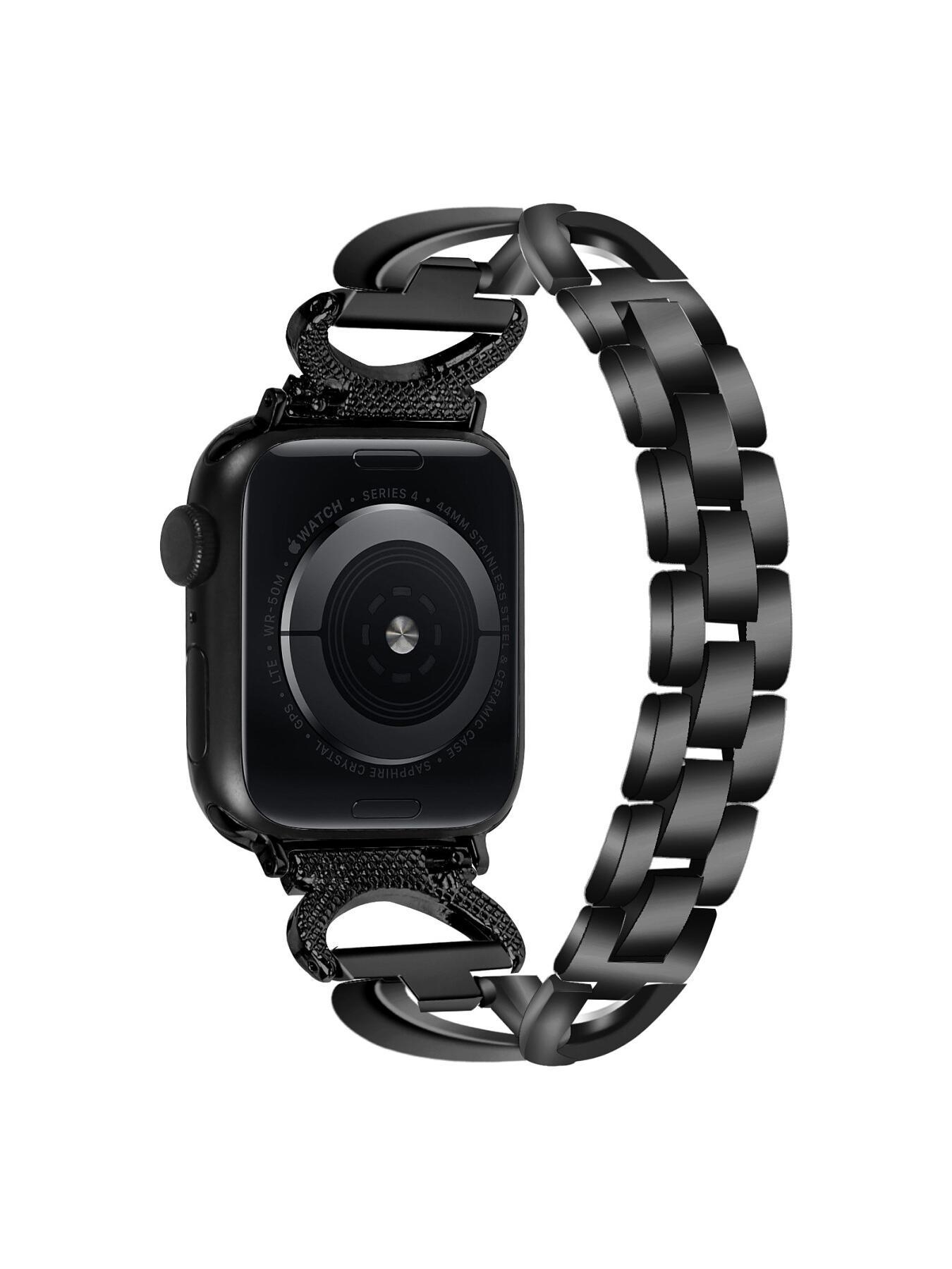 Diamond-encrusted metal watch strap compatible with Apple Watch, suitable for Apple Watch Series 1 to 11 smartwatches