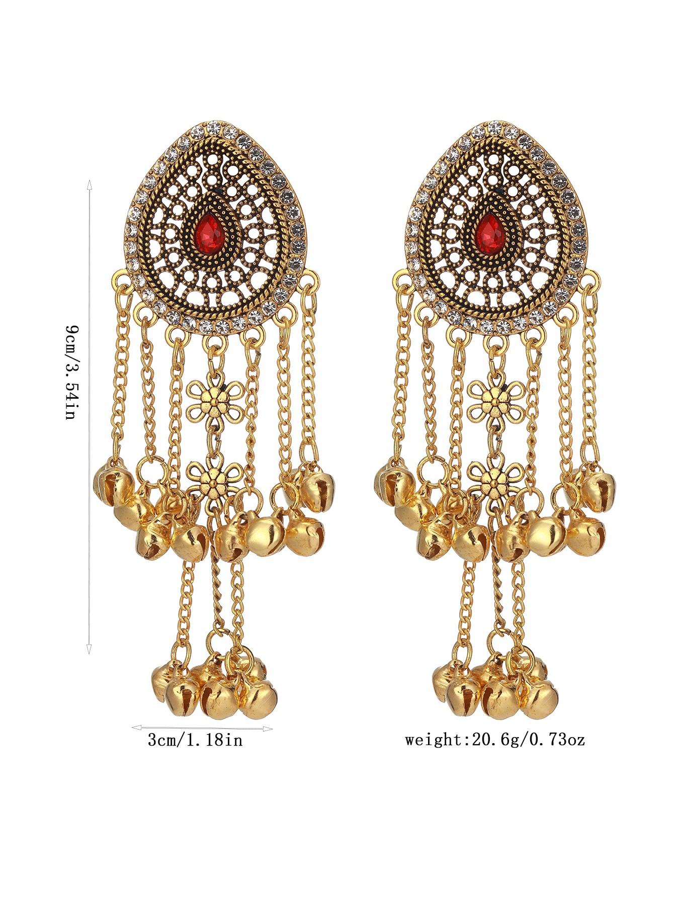 Vintage Teardrop Bell Fringe Earrings, Indian Ethnic Style Antique Long Dangle Earrings, Fashion Dangle Earrings, Travel Photography Accessories