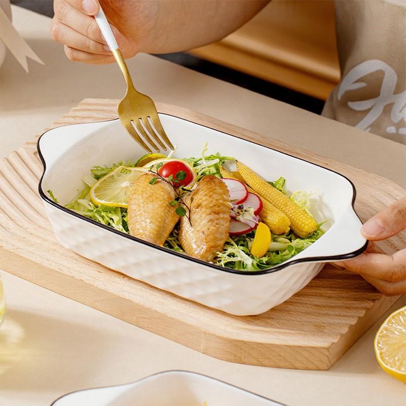 Ceramic Bakeware Set, Rectangle Shape with Handle Design, Oven & Microwave Safe for Cooking & Baking, Durable Kitchen Essentials