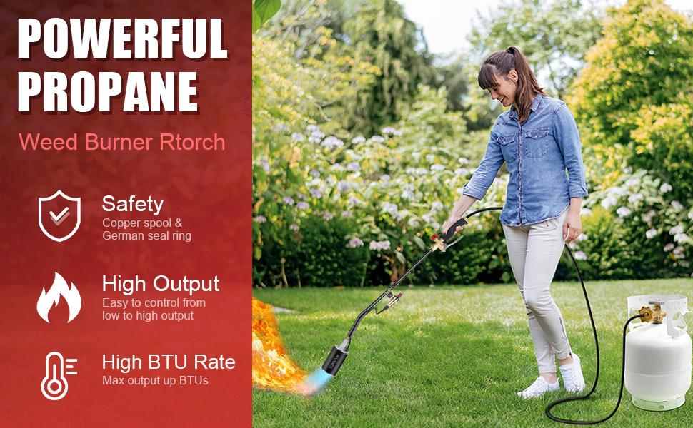 Portable Propane Torch Burner with Storage Bag, High Output BTU Blow Torch with 10FT Hose, Flame Weeder with Igniter for Garden Roofing Springtok Outdoor