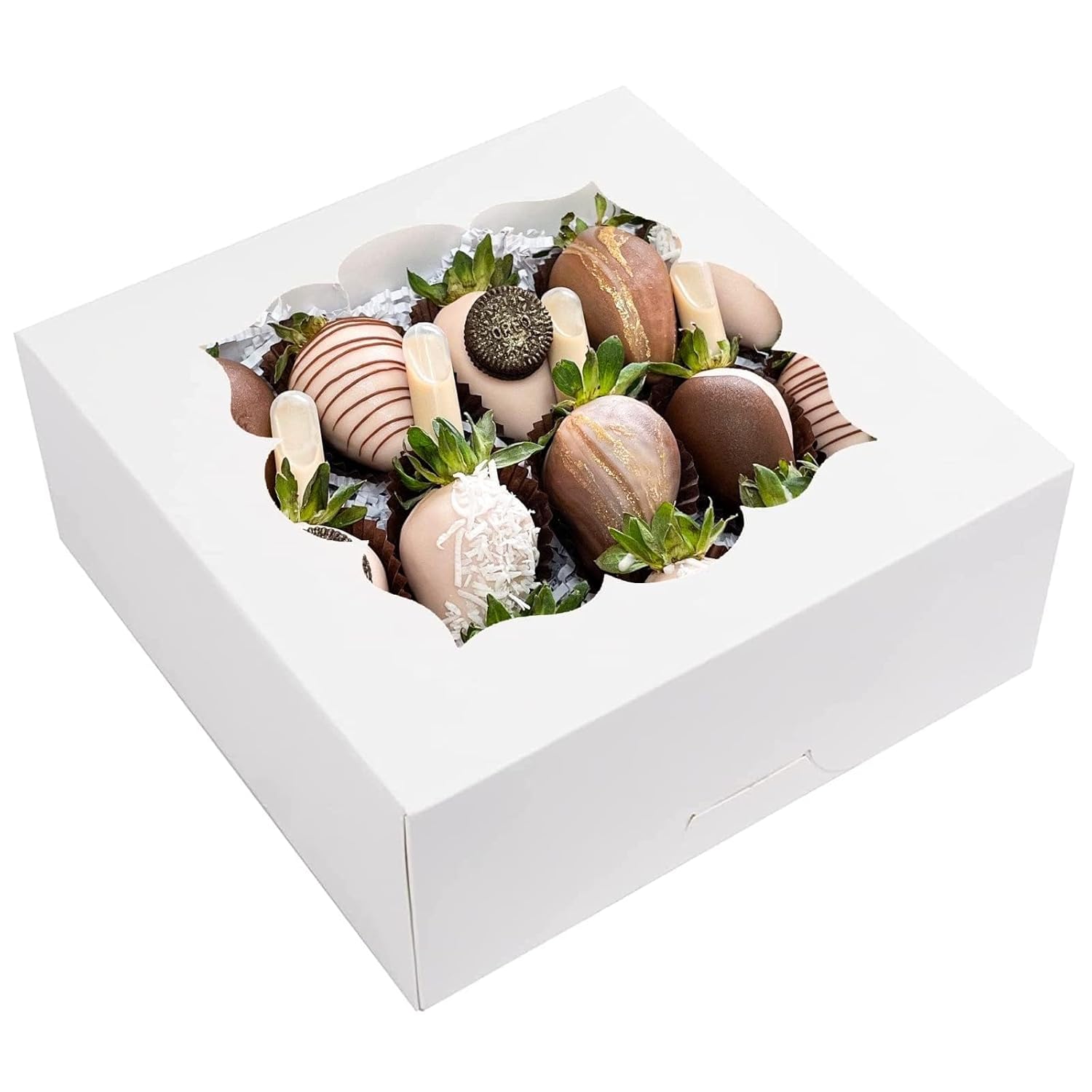 20 Pack Pie Boxes 10x10x3inch Bakery Boxes with Window Dessert Pastry Box for Pies,Cheesecakes and  Covered Strawberries (White)