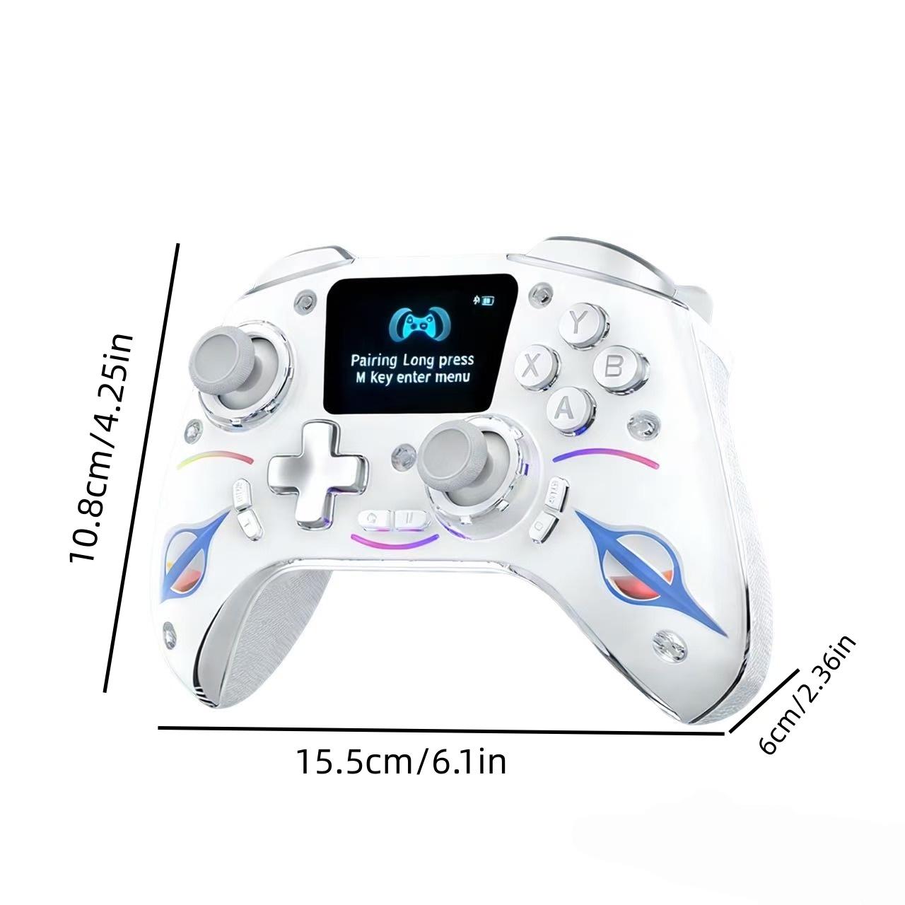 New Smart Large Screen Game Controller, Wireless Gaming Controller, Wireless Hall Effect Joysticks, Multi-Platform Dual Hall Sensor PC/switch/iOS/android/ps4, RGB Lights