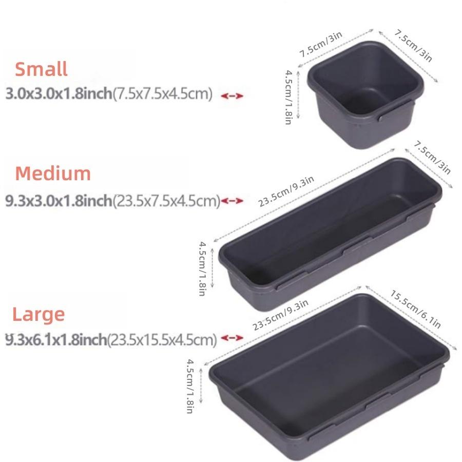 16 Piece Stackable Drawer Organizer Set, Desktop Drawer Dividers, Cosmetic Storage Box, Makeup Tray, Organization Solution