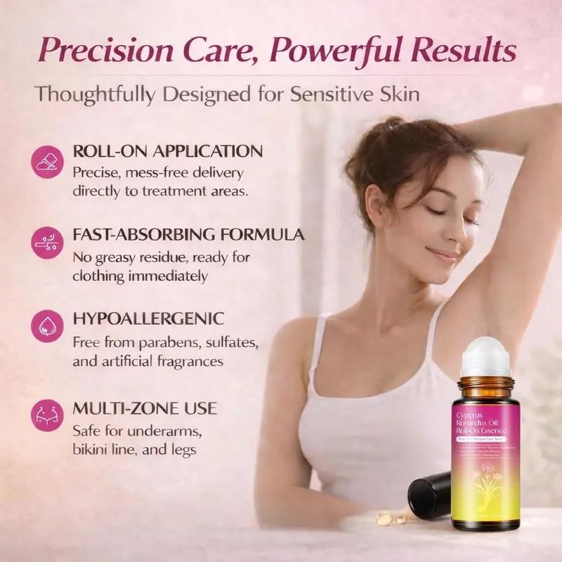 Cyperus Rotundus Oil Roll-On Essence, Post-Hair Removal Care Serum, Helps Slow Hair Regrowth, Soothes and Calms Skin, Gentle for Sensitive Skin