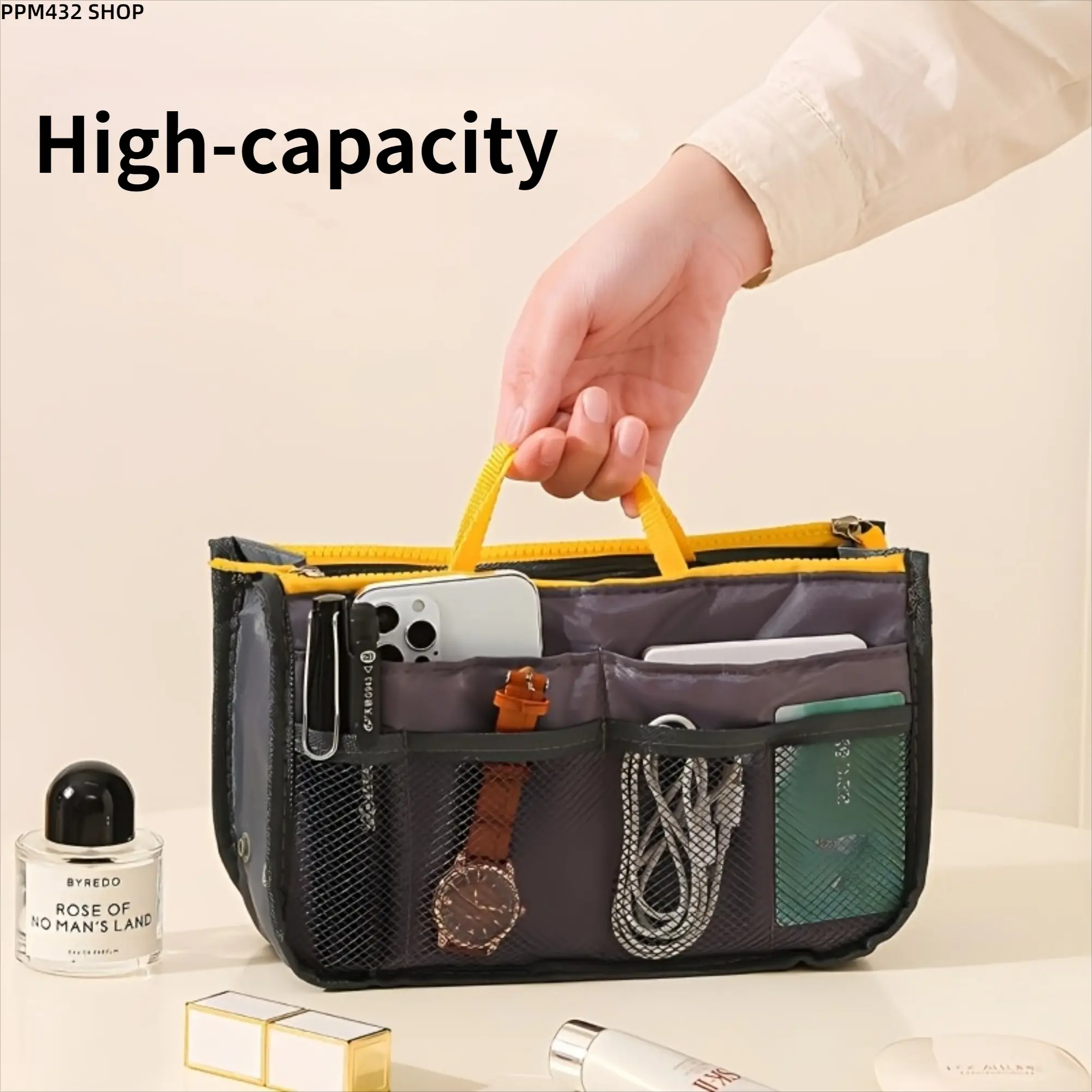 Extra Large Capacity Purse Organizer Insert, Multi Functional Bag in Bag with Double Zipper Compartments, Portable Handbag Organizer Liner with Multiple Pockets for Women Travel Daily Storage and Organization