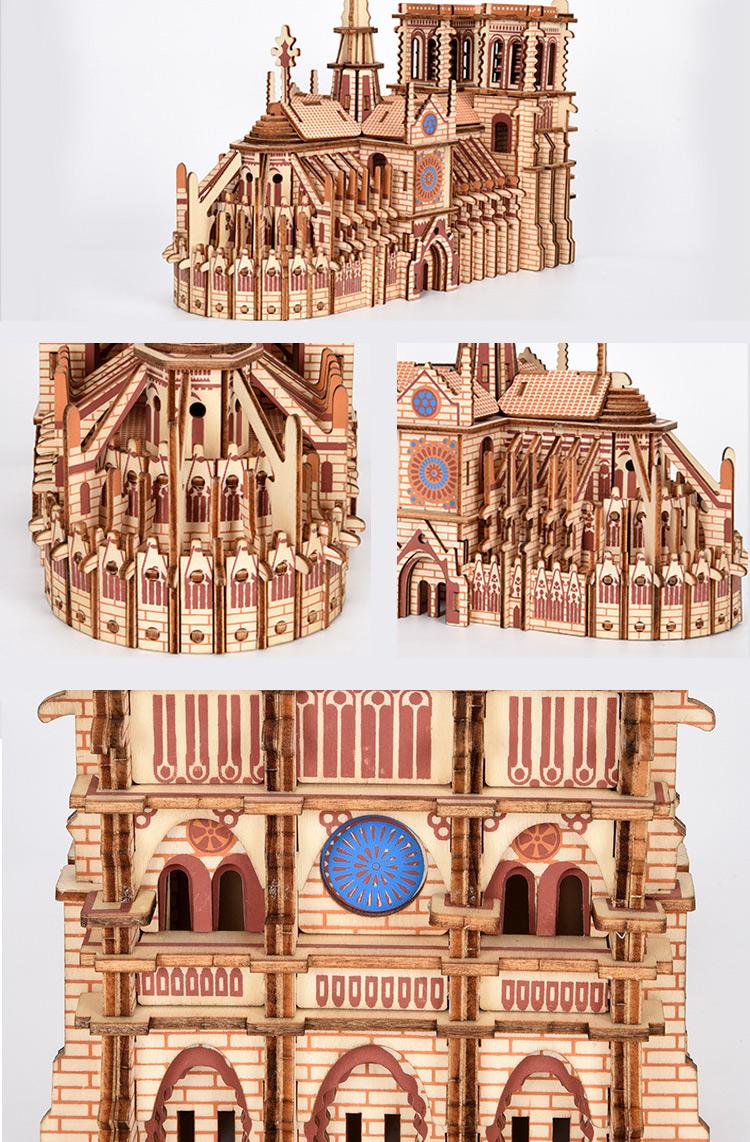 World Famous Building Theme DIY Craft, 3D Puzzle Wooden Board, Creative Assembly Brain Teaser, Perfect Holiday Gift