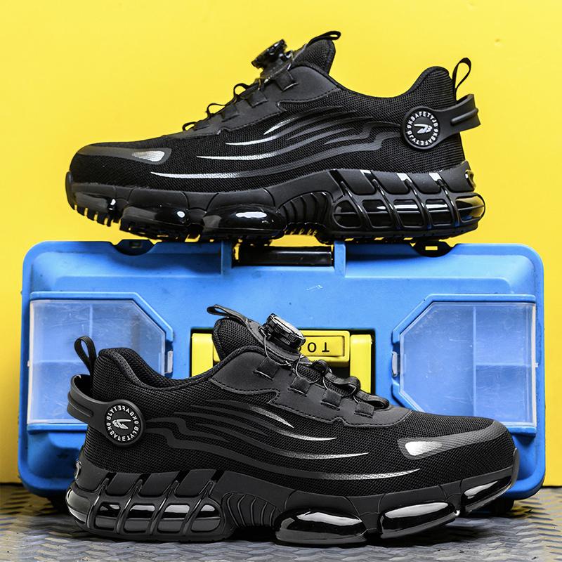 Men's Indestructible Work Sneakers Safety Shoes Steel Toe Puncture-Proof Anti-smash Protective Boots New Rotary Buckle workout sneaker advanced non-slip traction all-season outdoor Roofing Shoes