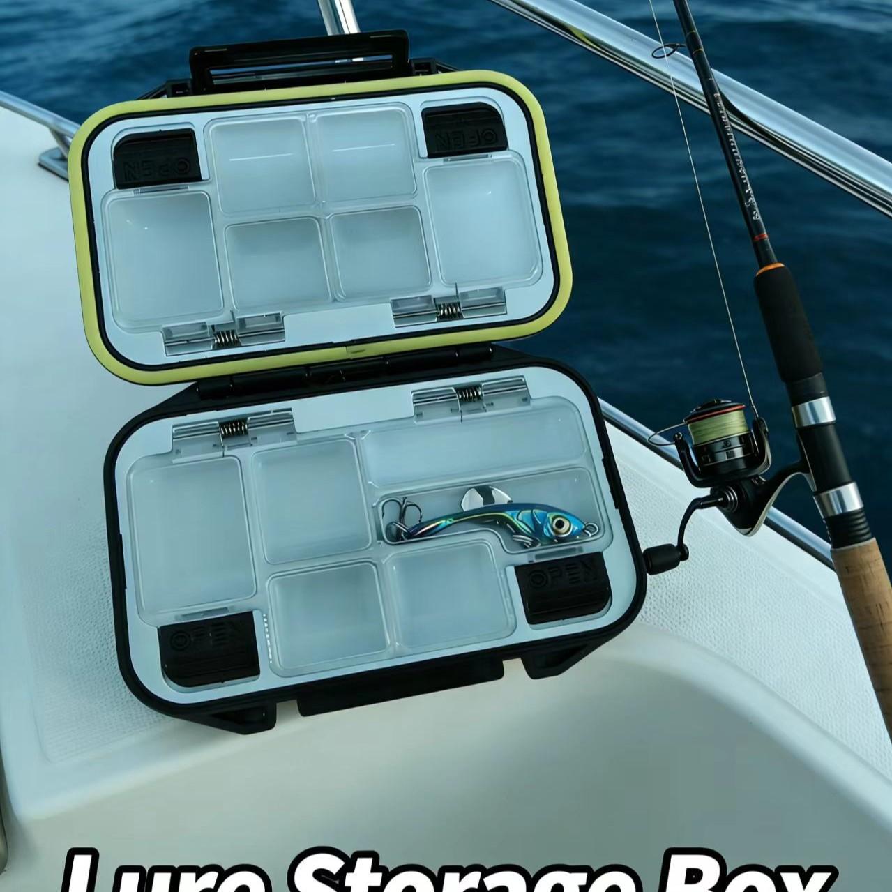 Waterproof Fishing Gear Box, Dual-Sided Lure Tool Box, Fish Hook and Bait Storage, Essential Fishing Accessories, Durable Design