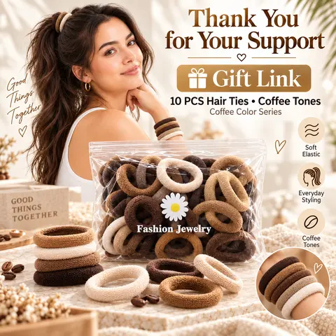 Thank You for Your Support – 10PCS Soft Elastic Hair Ties Gift, Coffee Brown Beige Neutral Ponytail Holders for Everyday Styling