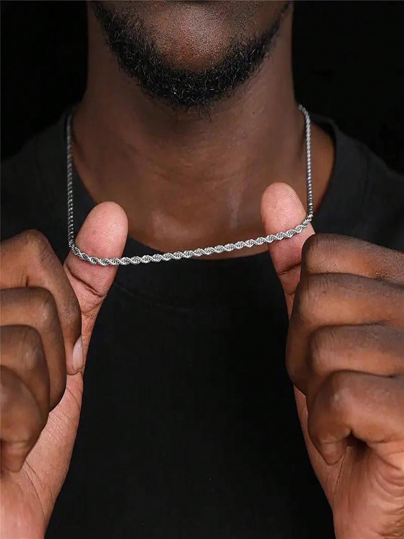 Unisex Stainless Steel Twisted Chain Necklace, Party & Daily Wear Jewelry, Durable Metal Accessory for Men Women