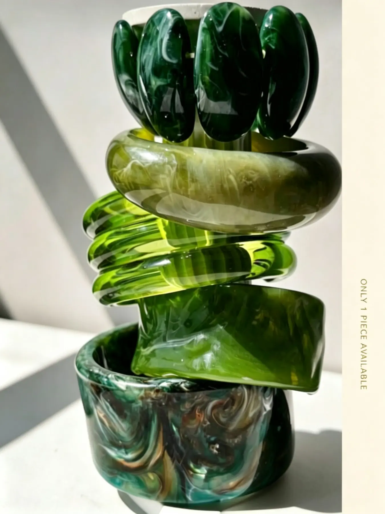Y2K Forest Resin Bangle, Gloss Marbled Swirl, Chunky Wide Irregular Stackable Bracelet, Vintage Jewelry for Women, Bracelets Bangles