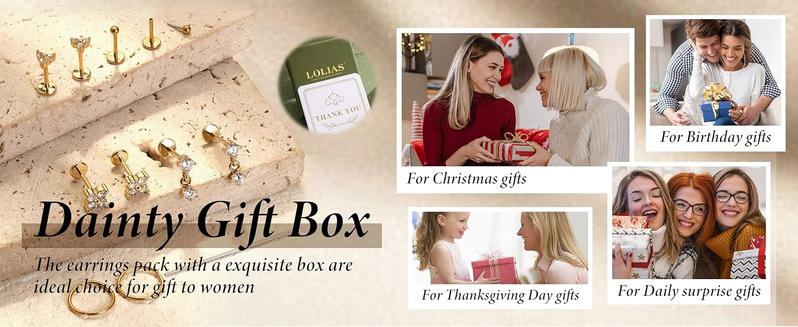 LOLIAS 14K Gold Filled Nose Studs 316L Surgical Steel Gold Nose Rings Studs 6A CZ Simulated Diamond Corkscrew L Shaped Nose Piercing Hypoallergenic Nose Rings for Women Men 20G