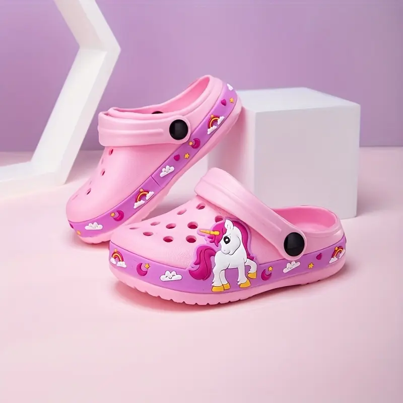 Girls' Cute Soft No-Heel Closed-Toe Printed Ink Splatter Slip-On Slippers - 1 Pair Non-Slip Outdoor Water Footwear for Kids Toddlers, Holiday Gift