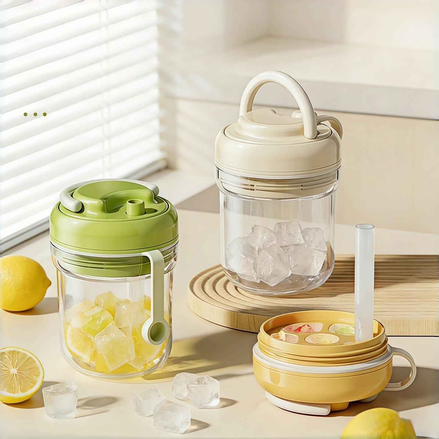 380ML Three-In-One Ice Cube Tray Cup, Portable Square Ice Mold, Press Release Ice, Food Grade, Summer Ice Cube Cup