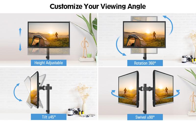 MOUNTUP 13"-32" Single Monitor Mount, Adjustable Monitor Stand for Flat Curved Computer Screen, Black, MU4003-A