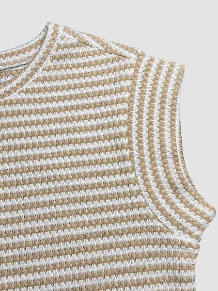 Women's Striped Print Crew Neck Tee, Casual Slim-fitting Cap  Sleeve T-shirt, Ladies Summer Clothes for Daily Wear, Top