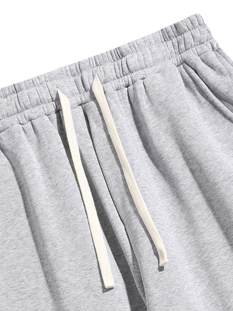 Men's Solid Drawstring Waist Thermal Lined Sweatpants, Regular Fit Casual Comfy Pants for Daily Wear, Casual Streetwear Trousers, Men's Trousers for Fall & Winter