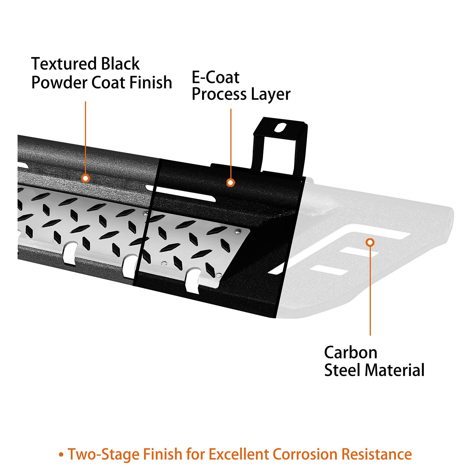Hooke Road Wheel To Wheel Running Boards Side Step Bars For 2018-2026 Jeep Wrangler JL 2-Door Vehicle Accessories