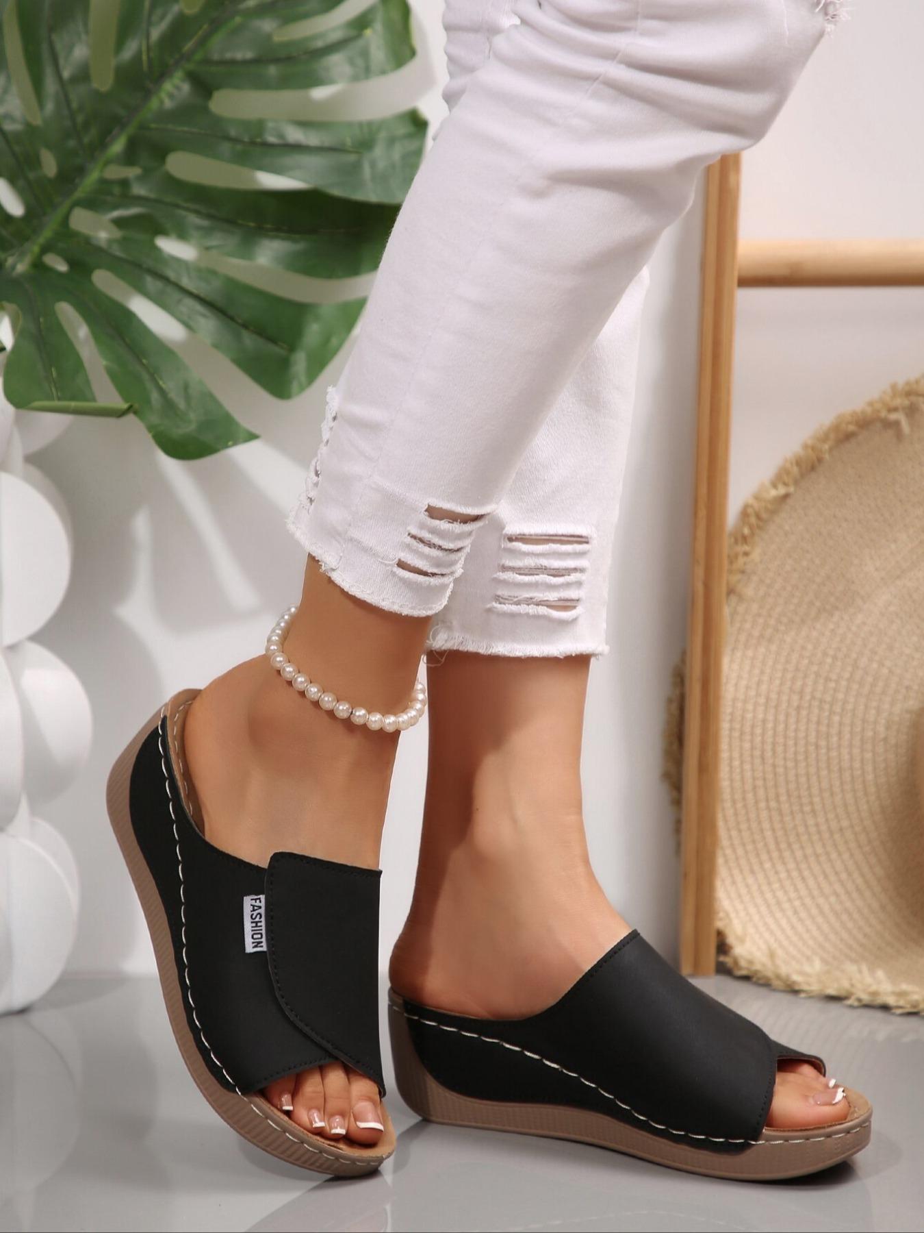 Lace-Up Cross Strap Wedge Sandals, Comfortable Fashion Trendsetter Footwear, Ideal for Commuting & Stylish Wear