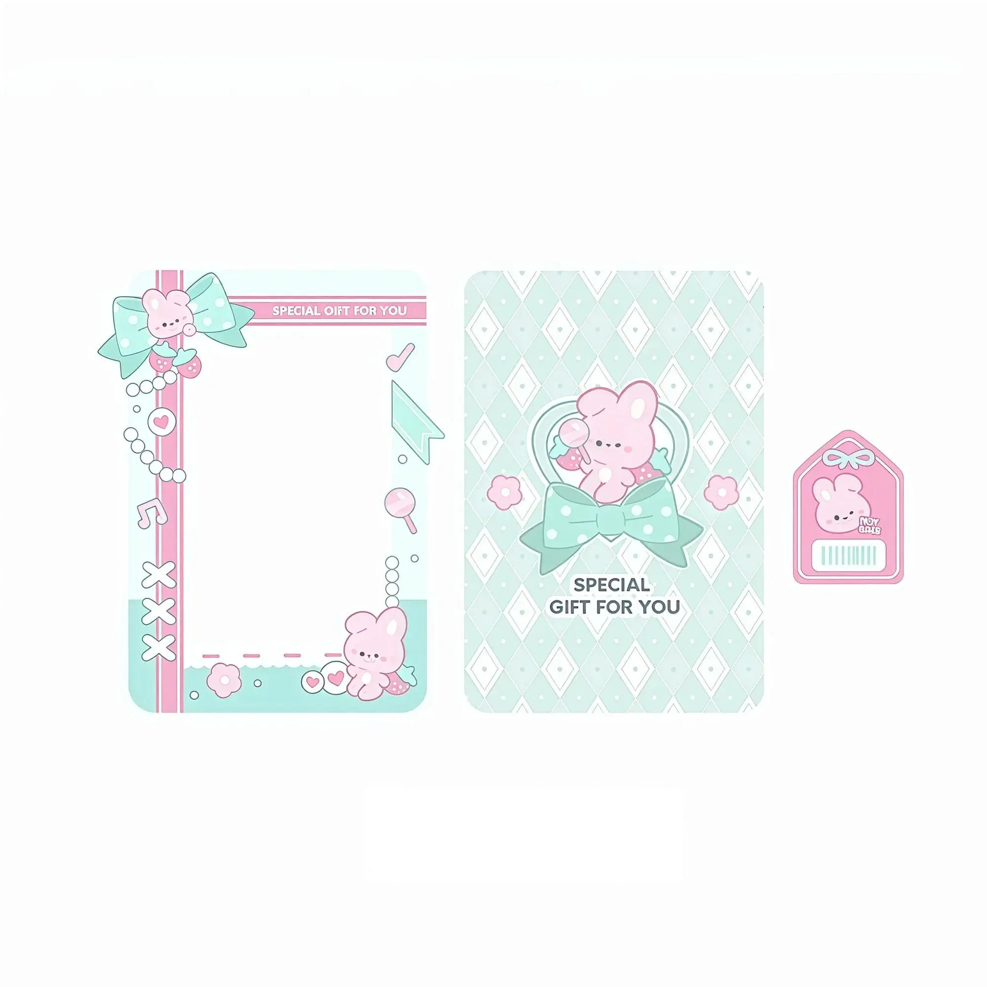 Animal Gift Box 3/3.5inch Acrylic Photo Frame, Cute Card Display Protector Case, for Anime Kpop Merch Shooting Desk Layout Decor